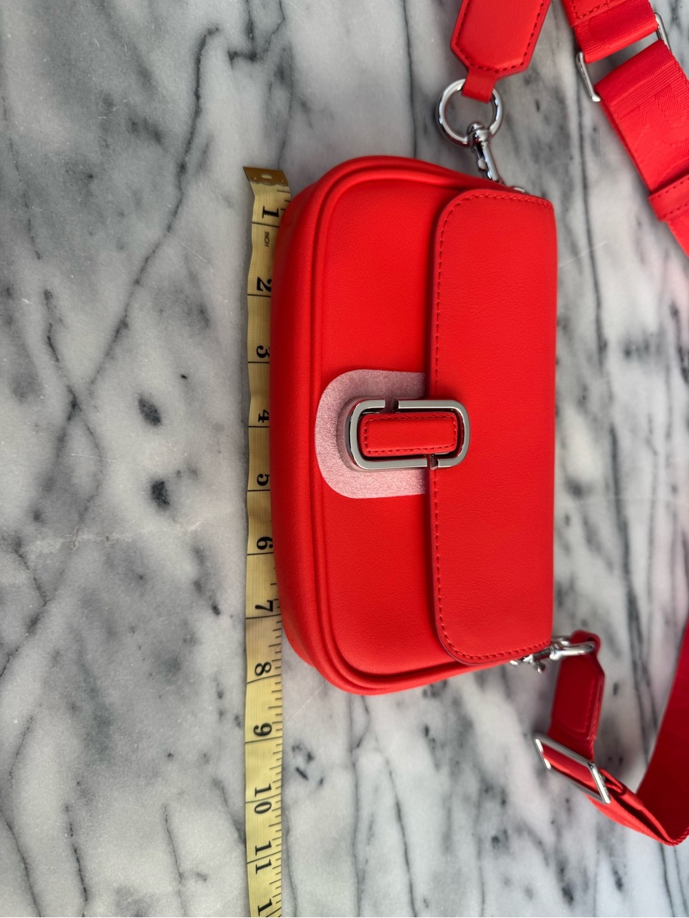 NWT- Marc Jacobs Small Crossbody Bag in Electric Orange with Logo Strap - Picture 10 of 13